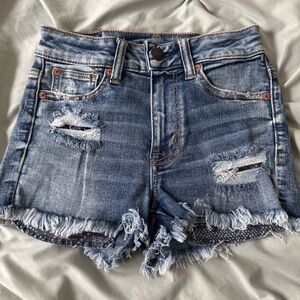 American Eagle Outfitters Distressed Blue Denim Shorts